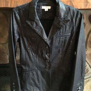 Black w/gold shimmer, embroidery detailed jacket.